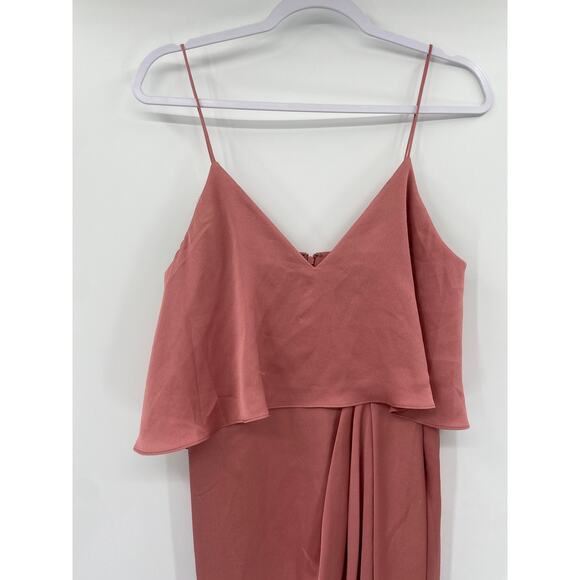 Shona Joy Rose Pink Luxe Frill Tulip Hem Maxi Dress Size 6 - Picture 4 of 10